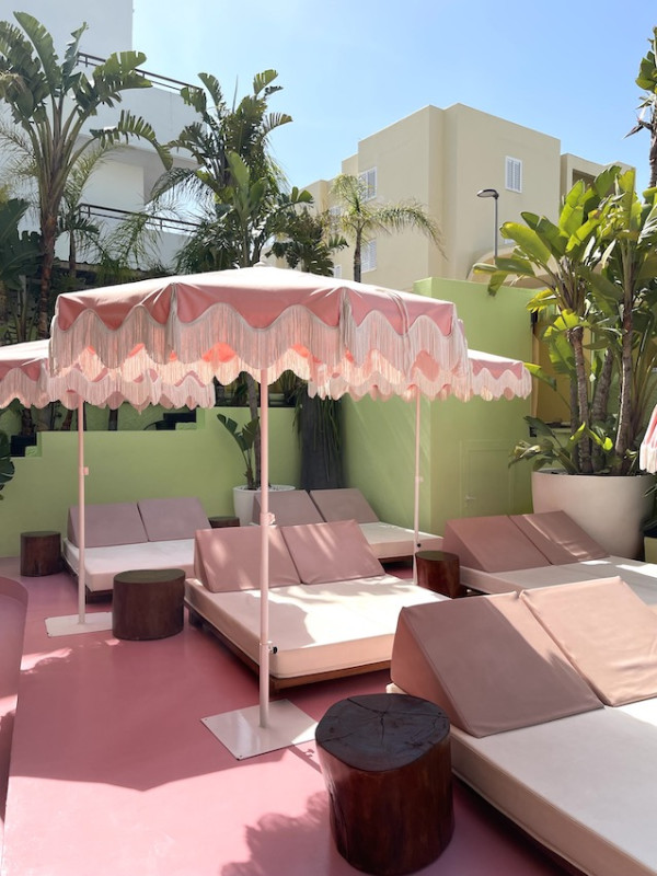 plush74 location scout ibiza streets graphic funky rental pink film photo event pink hotel pool car24